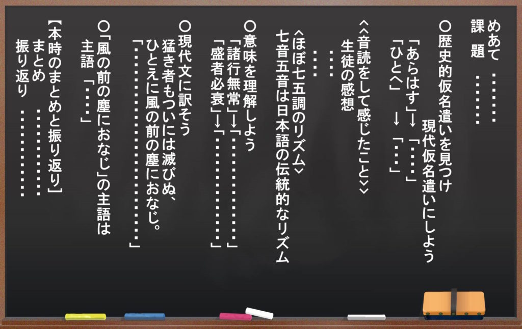 平家物語冒頭部分授業板書例