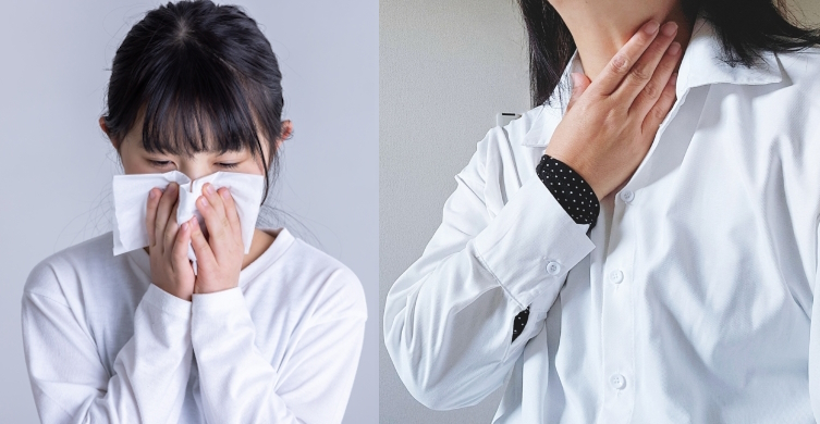 マスクをしてしんどそうな人の写真